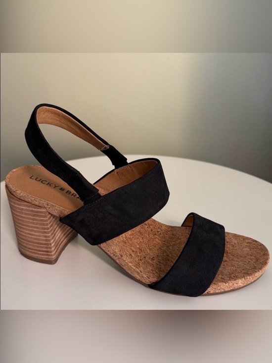 Lucky Brand Shoes - Lucky Brand Jobina Heel Sandal leather upper cork midsole stacked block heel EUC